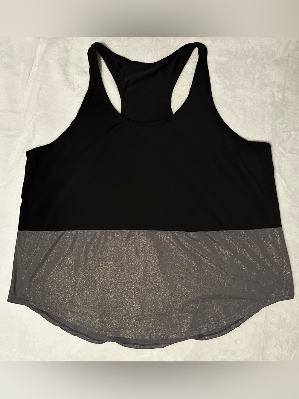 2X Black and Gold Colorblock Racerback Tank Top